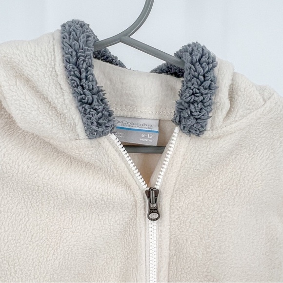 Columbia Tiny Bear White/Gray Fleece Zip-Front Baby Bunting Winter Suit 6-12M - Picture 3 of 4